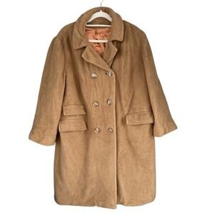60s Vintage Golden Luxury 100% Camel Hair Coat ILGWU Union Made Double‎ Breasted